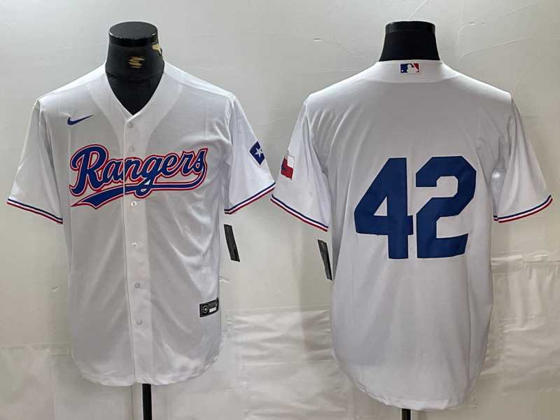 Men%27s Texas Rangers #42 Jackie Robinson White Cool Base Stitched Baseball Jersey->san diego padres->MLB Jersey